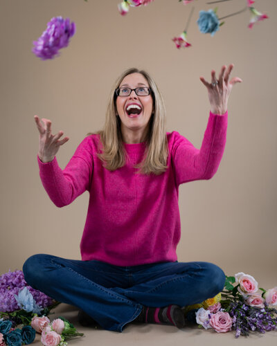 Throwing flowers in the air 