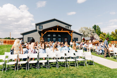 Outdoor wedding ceremony at U Diamond Barn in Helena, MT