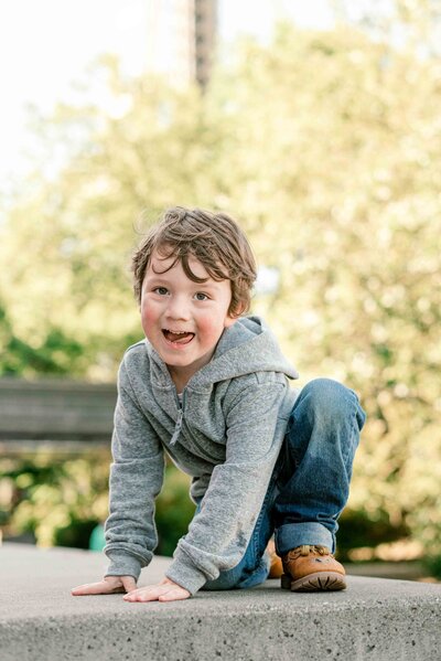 Toddler Boy posing in Seattle city center