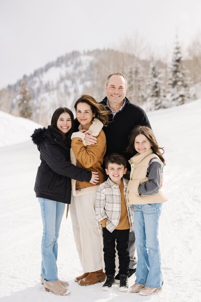 snowy family photos in deer valley