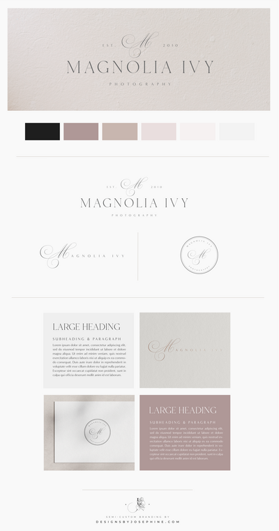 Branding for photographers that needs a romantic and sophisticated brand. With a blush color palette it works for both wedding and family photographers