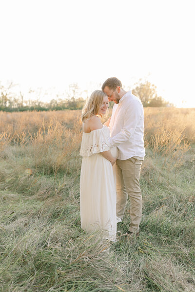 Pregnant KC Couple Outdoors at Sunset Maternity Photos