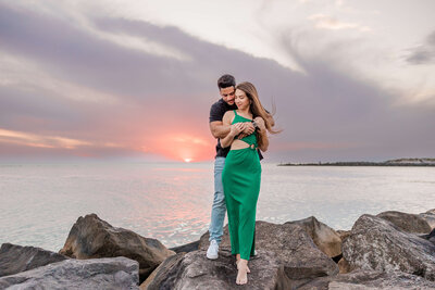 proposal photos at sunset on St. Pete Beach