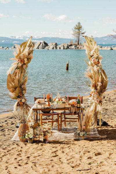 A detail shot of a Lake Tahoe elopement setup
