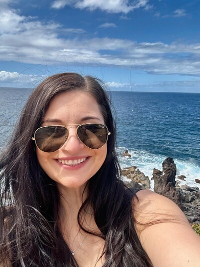 Jessica next to the ocean in St. Kitts