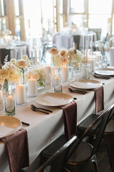 Bride and groom walk up memorial steps at their DC wedding