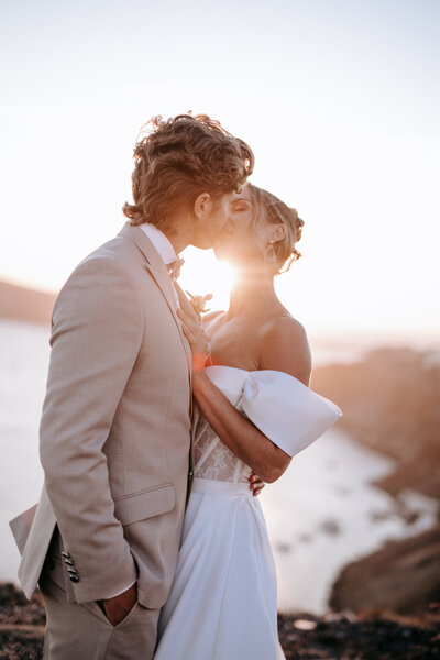 Couple just about to kiss up close during their engagement photos.