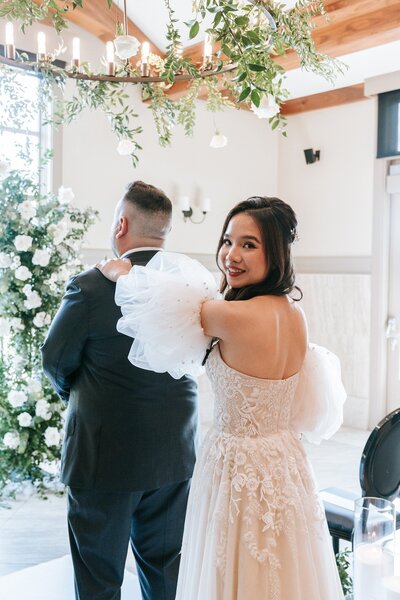 Bride and groom first look