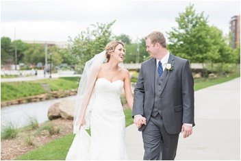 bride and groom walking before wedding at Wyche Pavilion