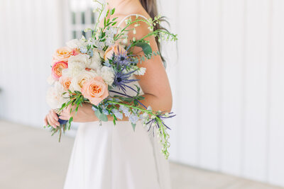 Wedding flowers being held by the bride before the ceremony in Oklahoma City