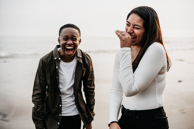 couple laughing during California engagement shoot - Colby and Valerie Photography