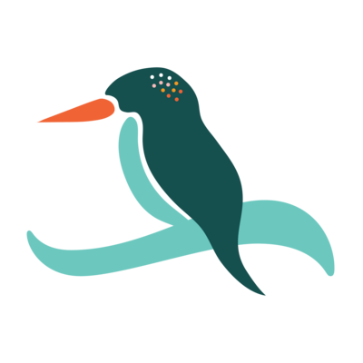 Halcyon bird icon, showing a blue halcyon kingfisher bird illustration, perched on a branch