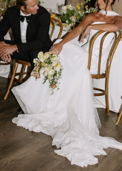 Bride and Father walking down the aisle during wedding