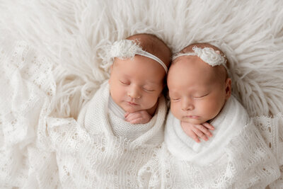 Edmonton Newborn Photography baby twins wrapped in white