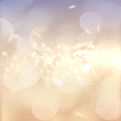 Cream-toned backdrop with glowing bokeh lights in soft gold and lavender tones.