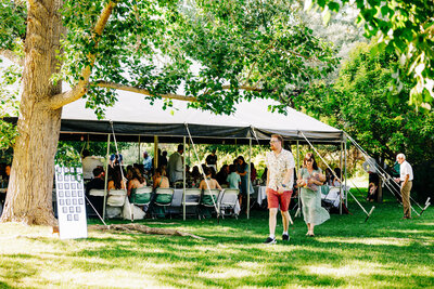 Outdoor wedding reception tent at Shades of Green Events in Helena, MT