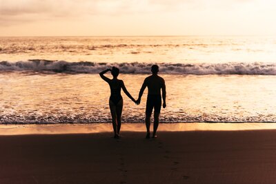 bride and groom spend time on the beach in Bali