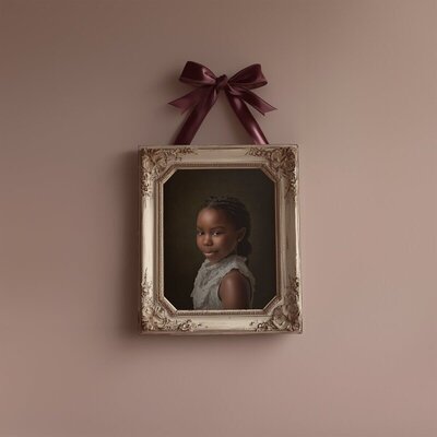 Framed fine art portrait of a young girl created through children’s portrait photography