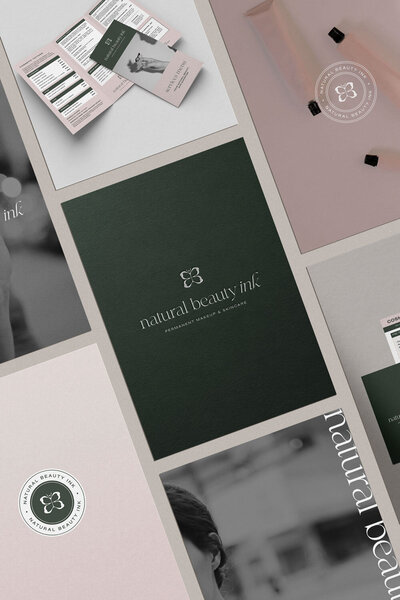 Logo design for luxury brand beauty salon on grey background