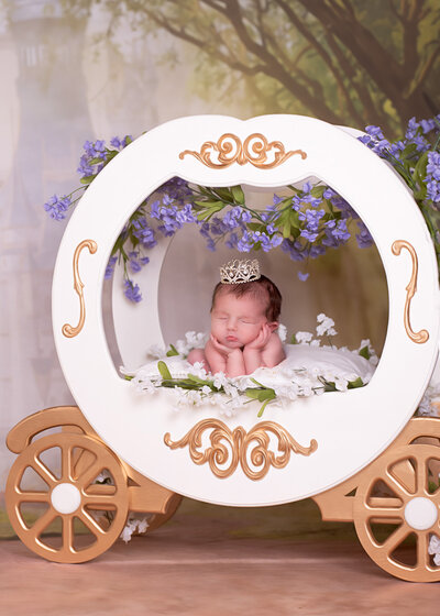 Festive princess-themed baby milestone photography in Lee's Summit, Missouri. A great option for families celebrating holidays and exploring toddler photographers.