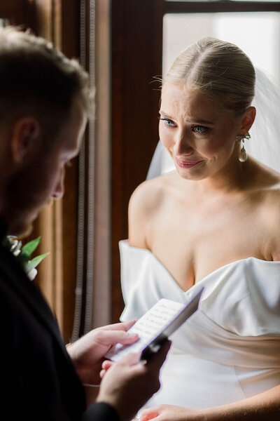 bride crying during private vow reading