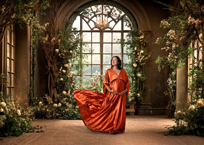Pretty momma in orange dress by H&N Photography  Denver