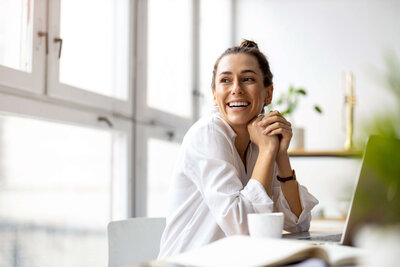 woman smiling after therapy