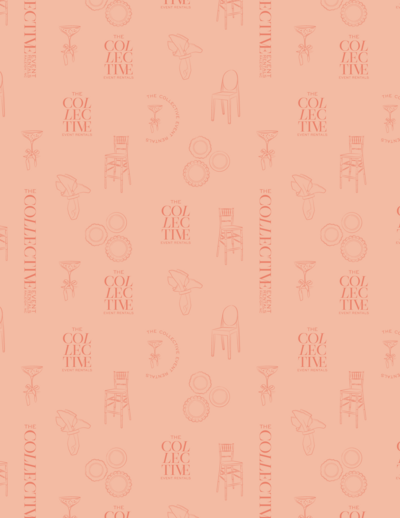 Melon-colored brand pattern for high-end event rentals, featuring a stylish and modern design that reflects the elegance and sophistication of premium event services.