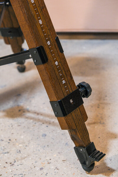 close up of a photo booth tripod