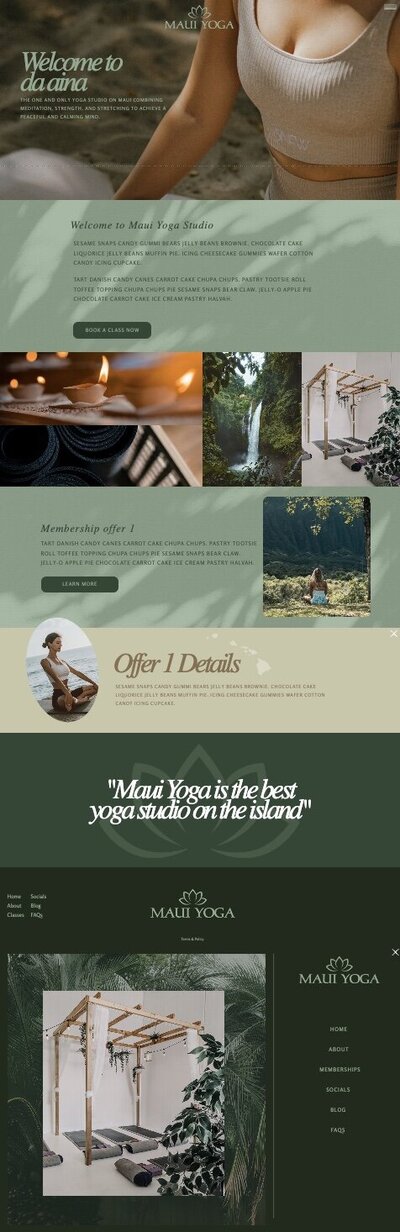 Maui yoga studio website design