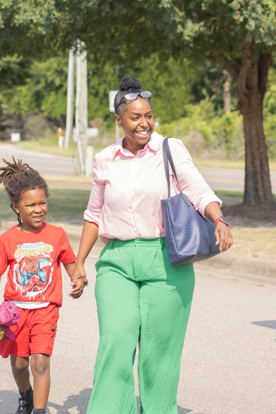 African-American woman and child at a non-denominational church in Fayetteville, NC. 
