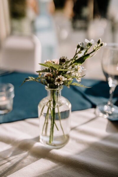 Wedding centerpiece with bud vase