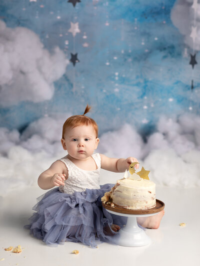 first birthday photo with twinkle twinkle little star theme