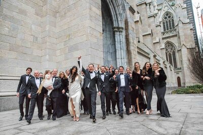 Wedding Guests Cheering Outside Church