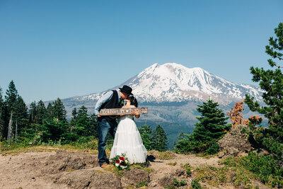 Bride and Groom on mountain top in Washington in the Pacific Northwest