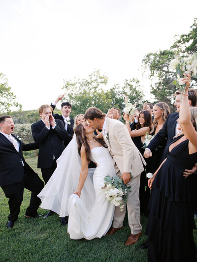 Hill Country Texas ceremony photo of a bride and groom at Camp Hideaway Retreat