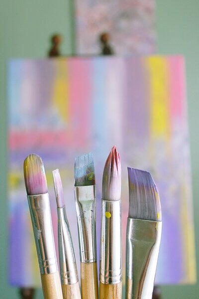 Adults in an art class