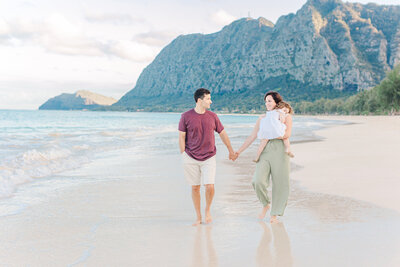 family walking on waimanalo beach