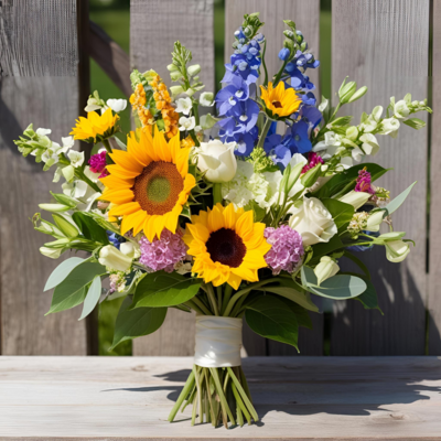 Summer wedding bouquet with roses