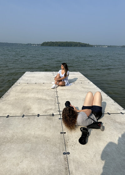 High school senior by michigan lake.