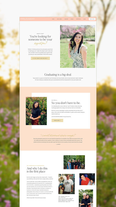 Screenshot of a Showit website design for a senior photographer