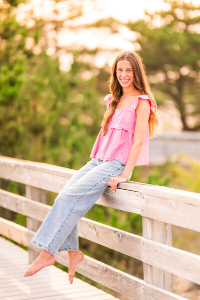 fall senior portrait at golden hour