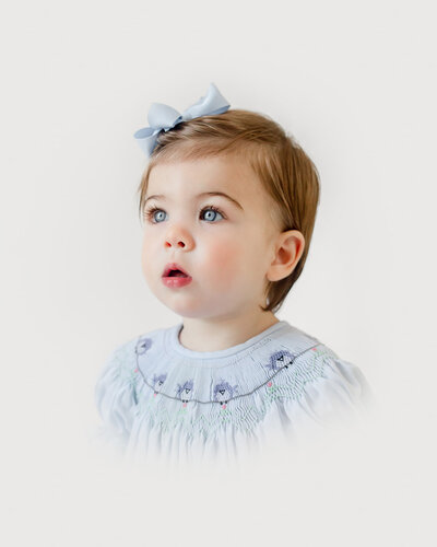 Little Girl in Blue Heirloom Portrait, JCrane Photography, Raleigh Heirloom Portraits, Best Heirloom Photographer Raleigh