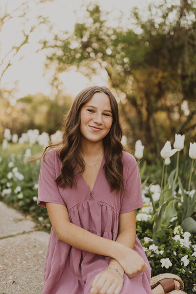 girl smiling over shoulder