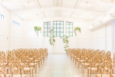 The main ceremony hall at the Distillery wedding venue.