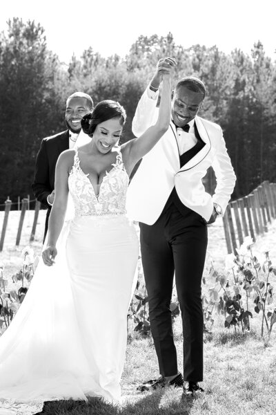 Just married black couple at Dugaren Vineyard