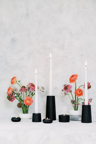 Black Clay Taper Candle Holder