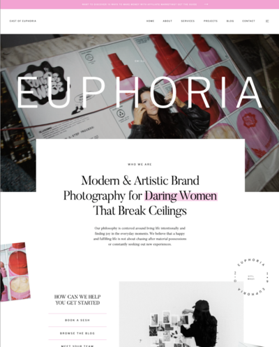 Website mock up of Euphoria