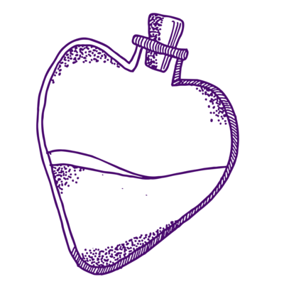 purple heart shaped potion bottle