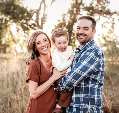 family in a field